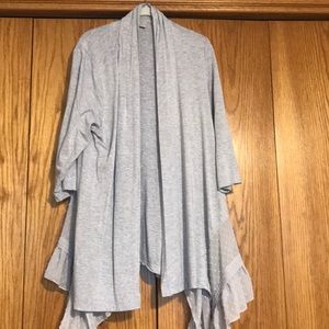 LOGO Knit Cardigan with Swiss Dot Pleated Trim